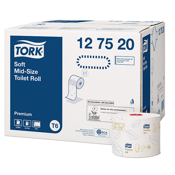 Tork Midi 127520 Papel higiénico 2 capas | Pack 27 rollos | Tork T6 STO00045 - 1