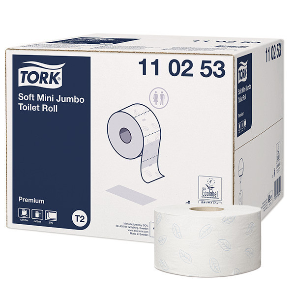 Tork Soft mini Jumbo 110253 papel higiénico 2 capas | Pack 12 rollos | Tork T2 STO00036 - 1