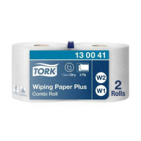 Tork Wiper Rollo de limpieza 420 Combi Roll de 2 capas, 2 x 255 m, apto para dispensadores W1 y W2. 068849
