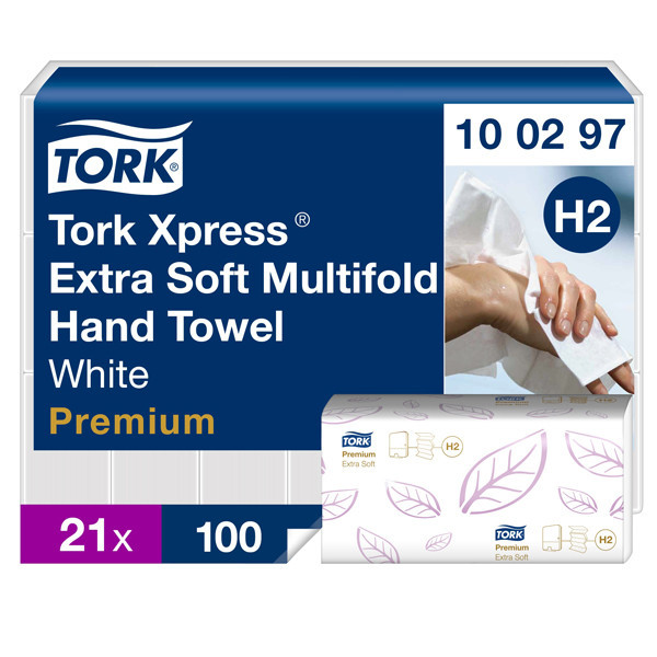 Tork Xpress® 100297 Toallas de mano de 2 capas | 21 paquetes |Tork H2 STO00040 - 1