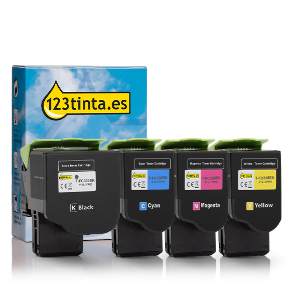Toshiba T-FC338E: Pack ahorro negro + 3 colores (marca 123tinta) 160603 - 1