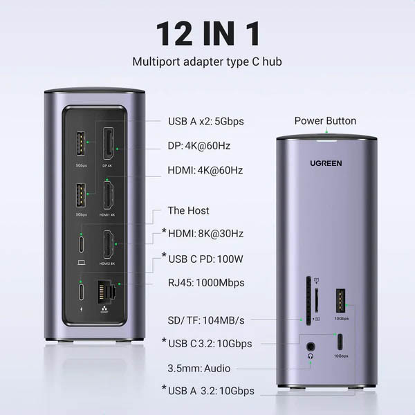 Ugreen Hub CM555 Thunderbolt (12 en 1) 828637 - 2
