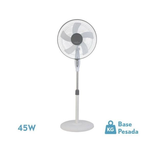 Ventilador De Pie Belmonte Blanco/gris 3 Velocidades 45w 5 Aspas Orientable 427318 - 1
