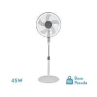 Ventilador De Pie Belmonte Blanco/gris 3 Velocidades 45w 5 Aspas Orientable 427318