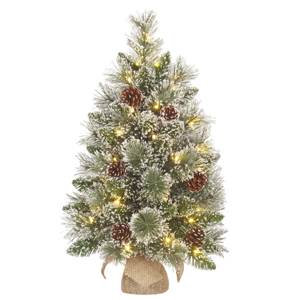 Vandans árbol de Navidad artificial efecto nieve con 20 luces 60 cm LBB00104 - 1