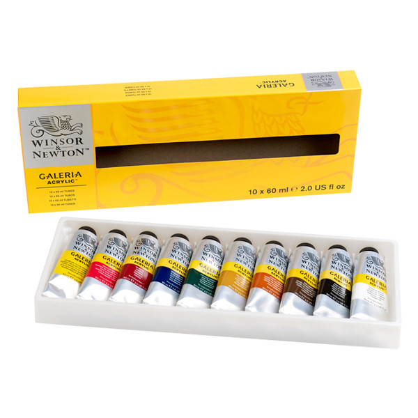 Winsor & Newton Galeria Tubos de pintura acrílica de 60 ml (10 unidades) 410182 - 1