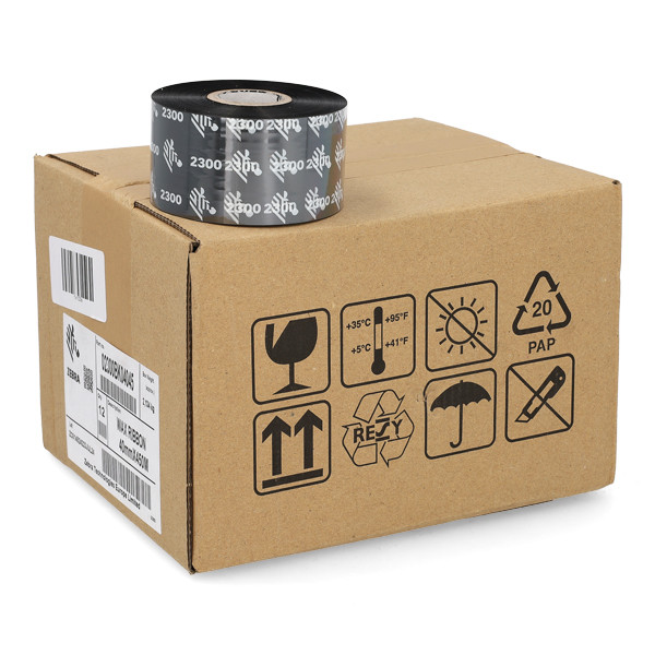 Zebra 2300 cinta de cera (02300BK04045) 40 mm x 450 m | 12 unidades (original) 141056 - 1
