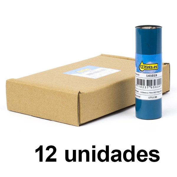 Zebra 3200 Pack ahorro x15 cinta de cera/resina (03200GS11007) 110 mm x 74 m (marca 123tinta) 03200GS11007C 141529 - 1