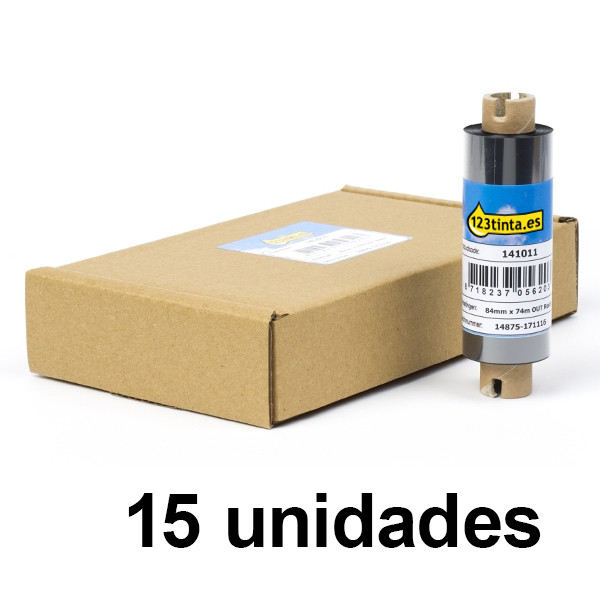 Zebra 5095 cinta de resina (05095GS08407) 84 mm x 74 m (marca 123tinta) | Pack 15 uds 141525 - 1