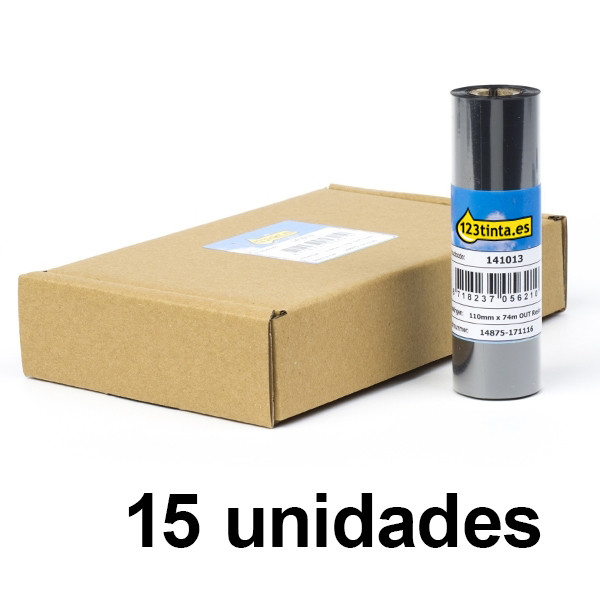 Zebra 5095 cinta de resina (05095GS11007) 110 mm x 74 m (marca 123tinta) | Pack 15 uds 141526 - 1