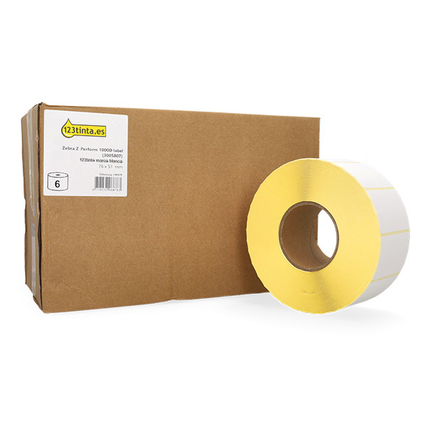 Zebra Z-Perform 1000D (3005807) Etiquetas 76 x 51 mm (6 rollos) (marca 123tinta) 140379 - 1