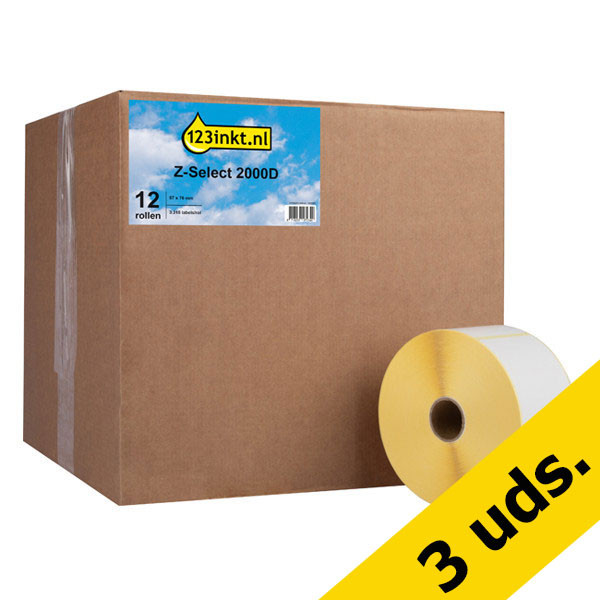 Zebra Z-Select 2000D (3007209-T) etiquetas 57 x 76 mm (12 rollos) (marca 123tinta) | Pack 3 uds 650743 - 1