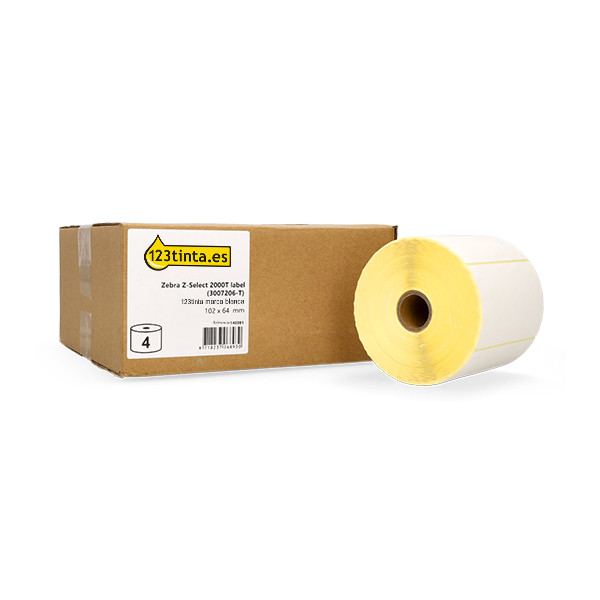 Zebra Z-Select 2000T (3007206-T) 102 x 64 mm etiquetas (4 rollos) (marca 123tinta) 140081 - 1