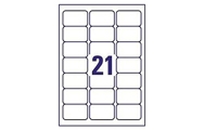 21 por hoja (63,5 x 38,1 mm)