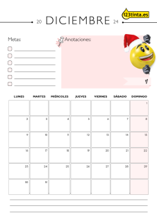 Imprimir diciembre 2024 calendario