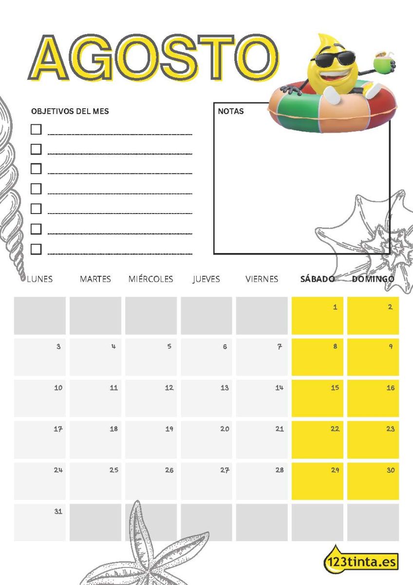 Imprimir Agosto 2025 calendario