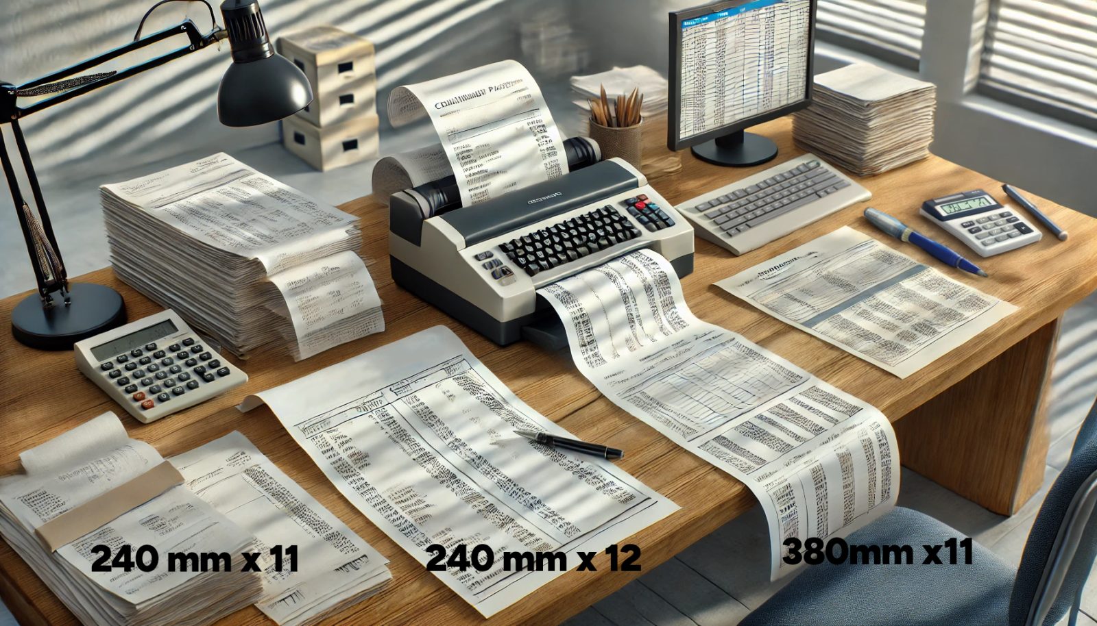 Diferentes tamaños de papel continuo