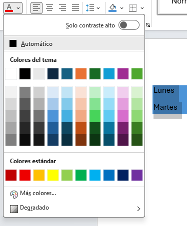 Elegir color de texto